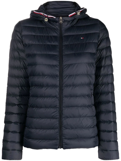 Tommy Hilfiger Zipped Hooded Padded Jacket In Blau