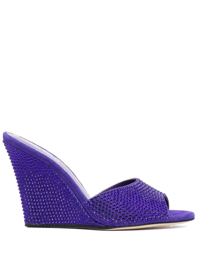 Paris Texas Holly Wanda Crystal-embellished Wedge Sandals In Purple