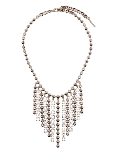 Alessandra Rich Crystal-embellished Drop Necklace In Silber