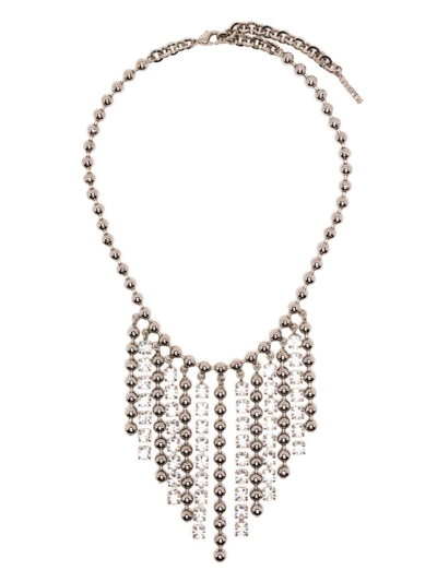 Alessandra Rich Crystal-embellished Drop Necklace In Silver