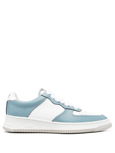 Miharayasuhiro Two-tone Pointed Leather Sneakers In Blue