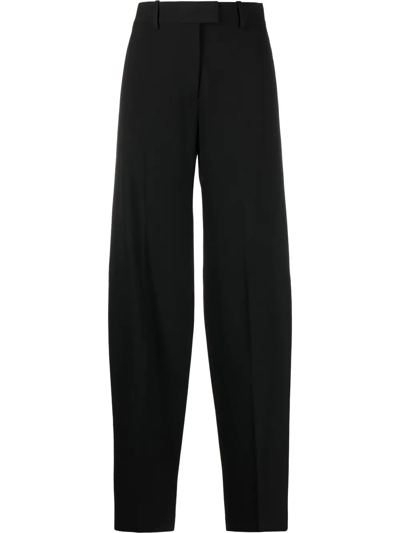 Attico High-waisted Wide-leg Trousers In Black