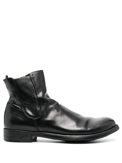 Officine Creative Hive 036 Leather Ankle Boots In Schwarz