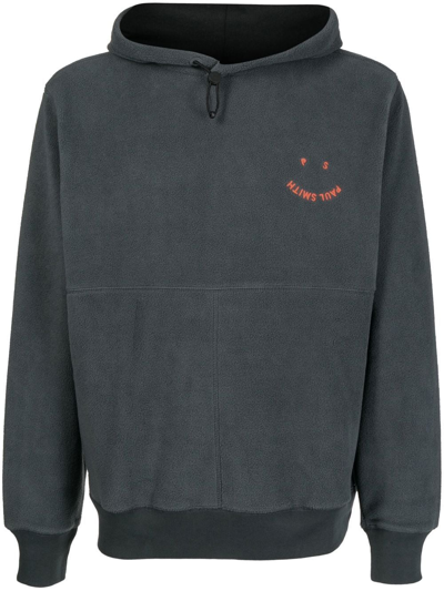 Ps By Paul Smith Happy Logo-embroidered Hoodie In 75 Greys
