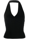 Alice And Olivia Saria Halter Neck Top In Schwarz