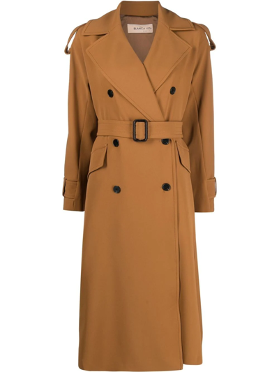 Blanca Vita Double-breasted Coat In Braun