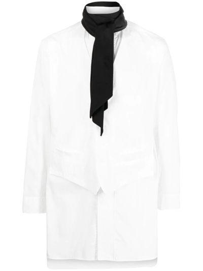 Yohji Yamamoto Cotton Long-length Shirt In White