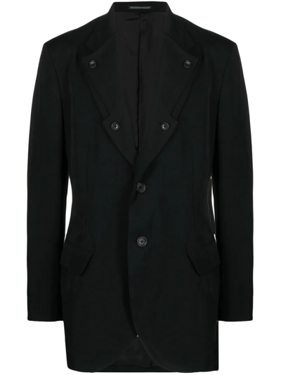 Yohji Yamamoto Single-breasted Fitted Blazer In Schwarz