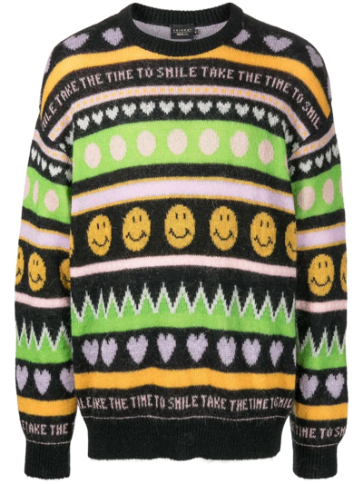 Joshua Sanders Graphic-print Intarsia-knit Jumper In Schwarz