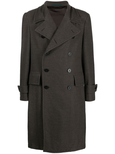 Caruso Double-breasted Wool Overcoat In Grau