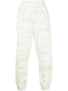 Martine Rose White Textured Floral-print Track Pants In Green