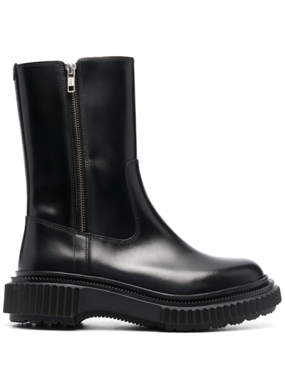 Adieu Chunky Leather Ankle Boots In Schwarz