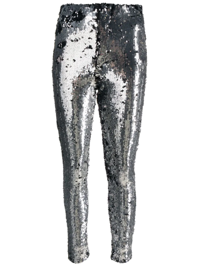 Isabel Marant Black And Silver Madilio Sequinned Leggings In Grey