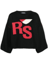 Raf Simons Black Cropped Logo Sweater In Blau