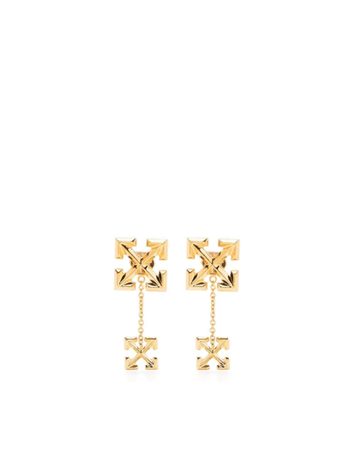 Off-white Double Arrow Pendant Earrings In Gold