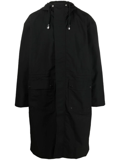 Diesel J-lui-a Hooded Coat In Schwarz