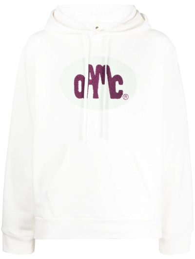 Oamc Logo-print Pullover Hoodie In Weiss