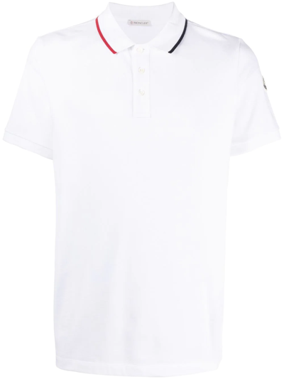 Moncler Cotton Polo Shirt In White