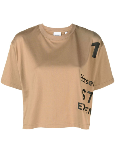 Burberry Camel-coloured T-shirt With Horseferry Print In Brown