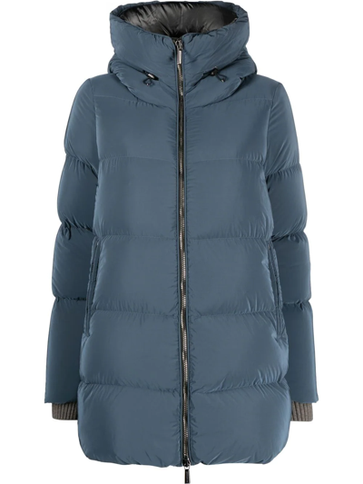 Moorer Hooded Padded Coat In Navy
