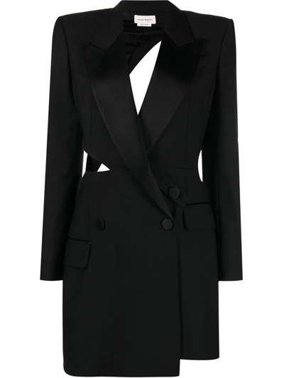 Alexander Mcqueen Cut-out Asymmetric Blazer Dress In Black