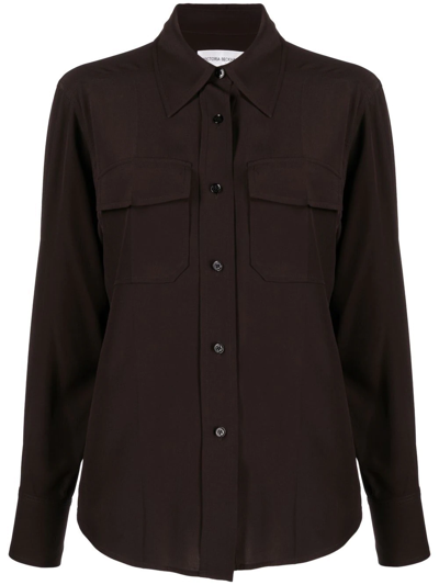 Victoria Beckham Long-sleeve Shirt In 709 Dark Brown