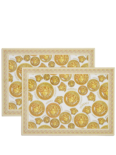 Versace Medusa Amplified Placemat (set Of Two) In Weiss