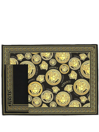 Versace Medusa Amplified Napkin And Placemat (set Of Two) In Schwarz