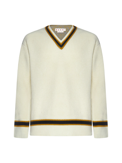 Marni V-neck Knitted Jumper In Multicolor