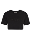 Lanvin Embroidered-logo Cropped T-shirt In Black