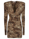 Alexandre Vauthier Ruched Leopard-print Stretch-jersey Mini Dress In Leopard