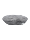 Ganni Logo-patch Ribbed Wool, Recycled-wool And Recycled-polyamide Blend Beret In Melange