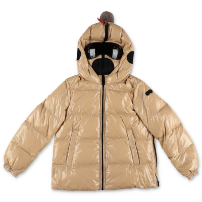 Ai Riders On The Storm Kids'  Piumino Beige In Nylon Con Cappuccio