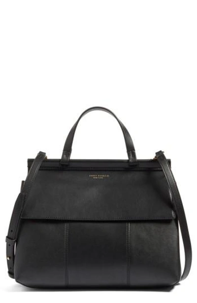 Tory Burch Block T Leather Top Handle Satchel - Black In Black/gold