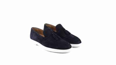 Vellapais Men's Leather Slip-on Sneakers In Blue