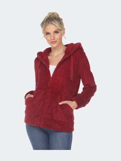 White Mark Plus Size Hooded Sherpa Jacket In Red