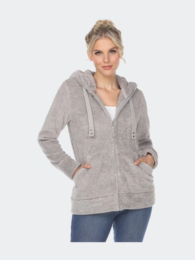 White Mark Plus Size Hooded Sherpa Jacket In Gray