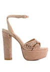 London Rag Bellini Diamante Microfiber High Block Heeled Sandals In Multi