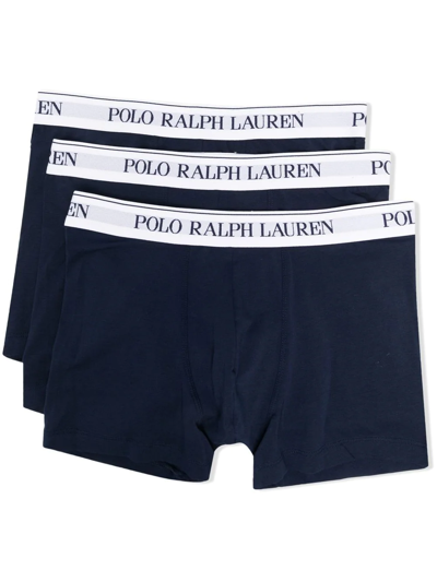 Polo Ralph Lauren Logo-waistband Boxers Set Of 3 In Blue
