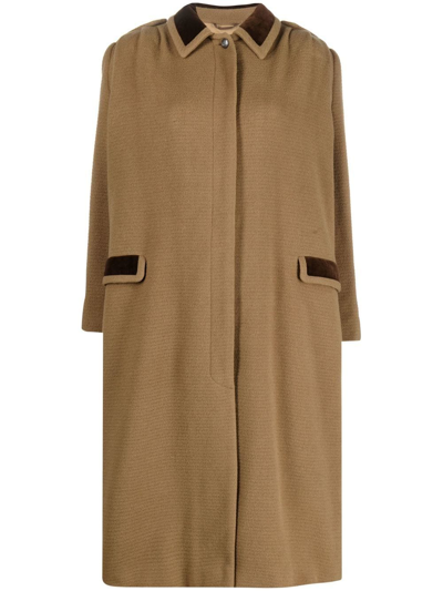 Pre-owned Valentino 1980s Gathered Shoulders Military Coat In Brown