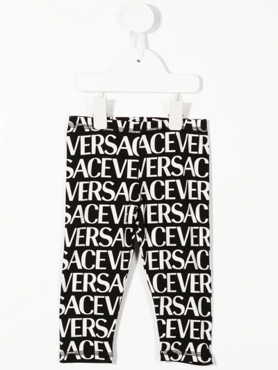 Versace Babies' Logo-print Leggings In Monochrome