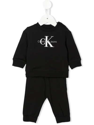 Calvin Klein Babies' Logo-print Tracksuit Set In Black