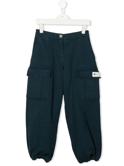Pucci Junior Logo-patch Cargo Trousers In 蓝色