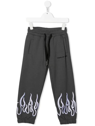 Vision Of Super Logo-embroidered Cotton Track Pants In 灰色