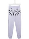 Neil Barrett Teen Fair Isle Thunderbolt Print Joggers In Grey