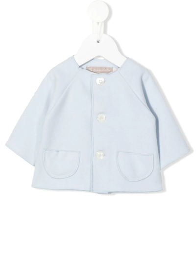 La Stupenderia Babies' Front Button-down Shirt Jacket In Azzurro
