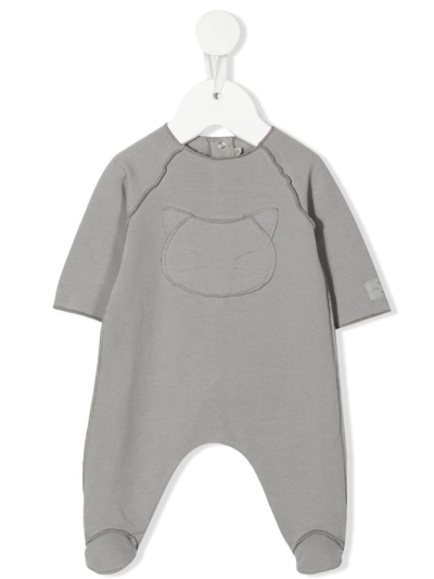 Teddy & Minou Babies' Embroidered Logo-patch Bodie In 灰色