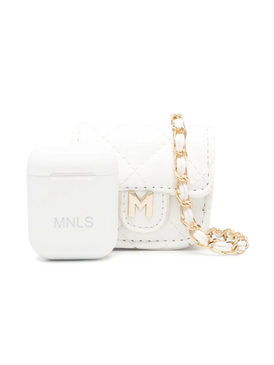 Monnalisa Quilted Logo-plaque Detail Bag In White