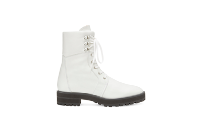 Stuart Weitzman Pearly Combat Booties In White