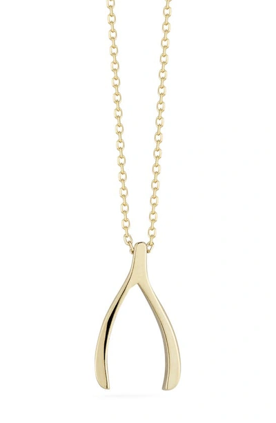 Ember Fine Jewelry 14k Yellow Gold Wishbone Pendant Necklace In Multi